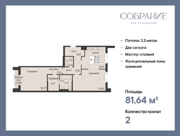 Продается 2-комнатная квартира ЖК Дом-резиденция Собрание, 81.64  м², 39187200 рублей