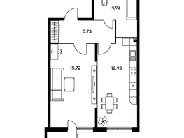 Продается 1-комнатная квартира ЖК Малина Парк, дом 1, 42.18  м², 5760000 рублей