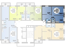 Продается 2-комнатная квартира ЖК Суворовский, литера 01, 57.61  м², 6740370 рублей