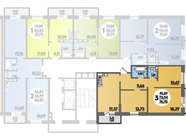 Продается 3-комнатная квартира ЖК Суворовский, литера 01, 76.78  м², 8238494 рублей