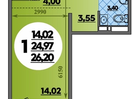 Продается Студия ЖК Суворовский, литера 23, 26.2 м², 3892020 рублей