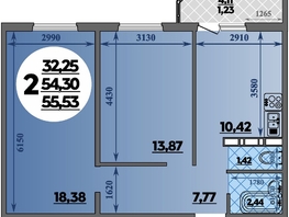 Продается 2-комнатная квартира ЖК Суворовский, литера 23, 55.53 м², 6785881 рублей