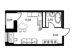 Продается 2-комнатная квартира ЖК Культура, дом 2, 37.19  м², 6070000 рублей