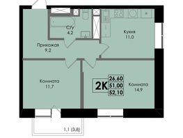 Продается 2-комнатная квартира ЖК Botanika (Ботаника), дом 1, 52.1 м², 7450300 рублей