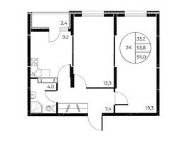 Продается 2-комнатная квартира ЖК Панорама на Театральном, литера 1, 55 м², 8486500 рублей