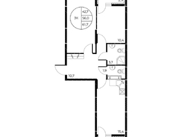 Продается 3-комнатная квартира ЖК Панорама на Театральном, литера 1, 61.7 м², 9378400 рублей