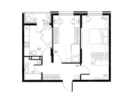 Продается 2-комнатная квартира ЖК Панорама на Театральном, литера 1, 55 м², 7887000 рублей