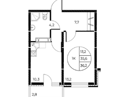 Продается 1-комнатная квартира ЖК Панорама на Театральном, литера 1, 36.2 м², 6320520 рублей