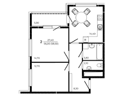 Продается 2-комнатная квартира ЖК ПРИТЯЖЕНИЕ, литер 3, 58.5 м², 7429500 рублей