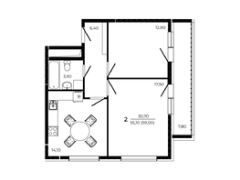 Продается 2-комнатная квартира ЖК ПРИТЯЖЕНИЕ, литер 3, 59  м², 7316000 рублей