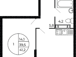 Продается 1-комнатная квартира ЖК Флора, литера 1.3, 40.85 м², 6209200 рублей