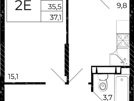 Продается 1-комнатная квартира ЖК Флора, литера 2.1, 37.1 м², 5973100 рублей