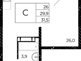 Продается Студия ЖК Флора, литера 3.1, 31.5 м², 4977000 рублей