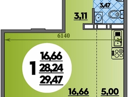 Продается Студия ЖК Суворовский, литера 7, 29.47 м², 4085730 рублей