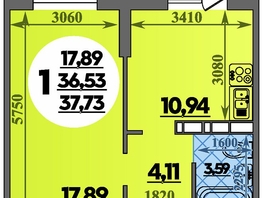 Продается 1-комнатная квартира ЖК Суворовский, литера 01, 37.73  м², 4980360 рублей