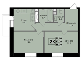 Продается 2-комнатная квартира ЖК Botanika (Ботаника), дом 1, 58.3 м², 8657550 рублей