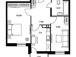 Продается 2-комнатная квартира ЖК Гринсайд, 5.1-5.5, 44.09 м², 7070000 рублей