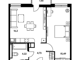 Продается 2-комнатная квартира ЖК Гринсайд, 5.1-5.5, 41.79 м², 6140000 рублей