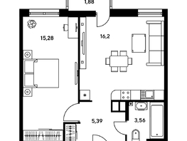 Продается 2-комнатная квартира ЖК Гринсайд, 5.1-5.5, 41.83 м², 6150000 рублей