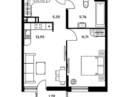 Продается 1-комнатная квартира ЖК Гринсайд, 5.1-5.5, 38.03 м², 6320000 рублей
