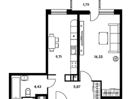Продается 1-комнатная квартира ЖК Гринсайд, 5.1-5.5, 37.07 м², 6150000 рублей