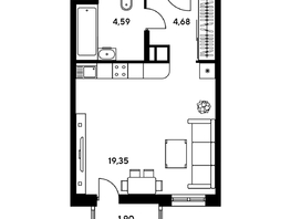 Продается Студия ЖК Гринсайд, 5.1-5.5, 30.29 м², 5250000 рублей