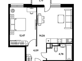 Продается 2-комнатная квартира ЖК Гринсайд, 5.1-5.5, 39.15 м², 5160000 рублей