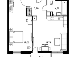 Продается 2-комнатная квартира ЖК Гринсайд, 5.1-5.5, 47.2 м², 6220000 рублей