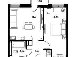 Продается 2-комнатная квартира ЖК Гринсайд, 5.1-5.5, 53.08 м², 7540000 рублей