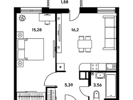 Продается 2-комнатная квартира ЖК Гринсайд, 5.1-5.5, 38.91 м², 5130000 рублей
