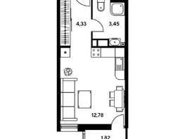 Продается Студия ЖК Гринсайд, 5.1-5.5, 22.38 м², 4240000 рублей