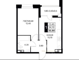Продается 1-комнатная квартира Шолохова пр-кт, 36  м², 4500000 рублей