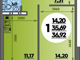 Продается 1-комнатная квартира ЖК Суворовский, литера 23, 36.92 м², 4335355 рублей