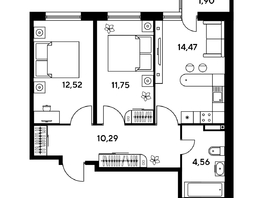Продается 3-комнатная квартира ЖК Малина Парк, дом 1, 55.08 м², 8560000 рублей