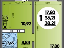 Продается 1-комнатная квартира ЖК Суворовский, литера 6, 38.21 м², 5165992 рублей