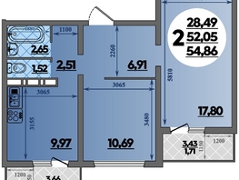 Продается 2-комнатная квартира ЖК Суворовский, литера 6, 54.86 м², 6879444 рублей