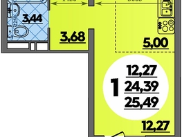 Продается Студия ЖК Суворовский, литера 6, 25.49  м², 3762324 рублей