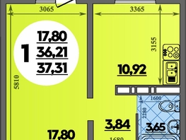 Продается 1-комнатная квартира ЖК Суворовский, литера 6, 37.31  м², 5152511 рублей