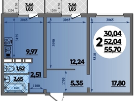 Продается 2-комнатная квартира ЖК Суворовский, литера 6, 55.7  м², 7224290 рублей