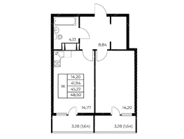 Продается 1-комнатная квартира ЖК Звезда Столицы 2, 48.5  м&sup2;, 5965500 рублей