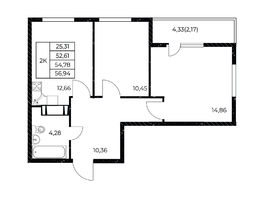 Продается 2-комнатная квартира ЖК Звезда Столицы 2, 56.94 м², 7516080 рублей