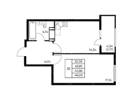 Продается 1-комнатная квартира ЖК Звезда Столицы 2, 46.03  м², 7318770 рублей