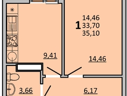 Продается 1-комнатная квартира ЖК Frame (Фрейм), 11Б, 35.1  м², 6160050 рублей
