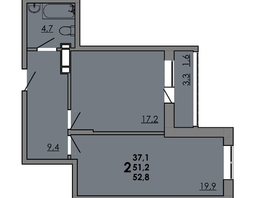 Продается 2-комнатная квартира ЖК Gray (Грэй), кв-л 11-2, 52.9  м², 7141500 рублей