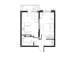Продается 2-комнатная квартира ЖК Панорама на Театральном, литера 1, 39.2 м², 6994574 рублей