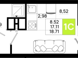 Продается Студия ЖК Октябрь Парк, 5.2, 18.71  м², 2825210 рублей