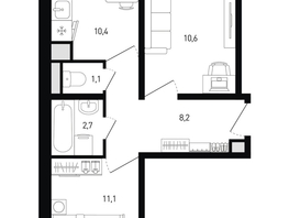 Продается 2-комнатная квартира ЖК Левенцовка Парк, лит 8-11 стр.1, сек.1,2,3, 45.4 м², 5525180 рублей