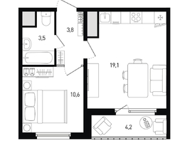 Продается 1-комнатная квартира ЖК Левенцовка Парк, лит 8-11 стр.1, сек.1,2,3, 39.1 м², 6306830 рублей