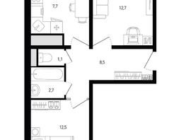 Продается 2-комнатная квартира ЖК Левенцовка Парк, лит 8-11 стр.2, сек.4,5, 46.8 м², 6982560 рублей