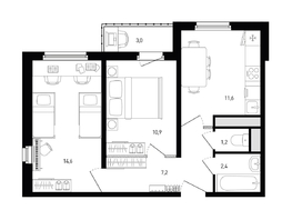 Продается 2-комнатная квартира ЖК Левенцовка Парк, лит 8-11 стр.2, сек.4,5, 49.4 м², 5972460 рублей
